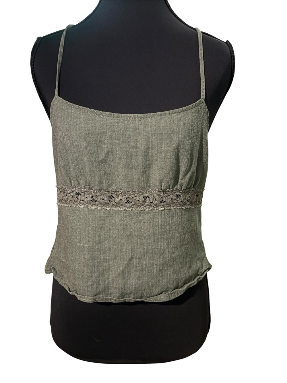 L.A. Hearts Olive Green Lace Trim Tie Back Cami Top Size S